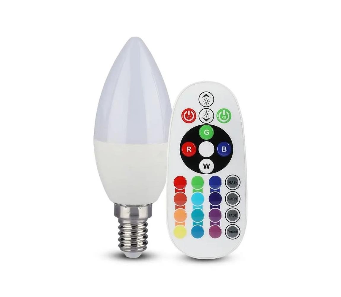 V-Tac LED RGB Stmívatelná žárovka E14/4,8W/230V 4000K + dálkové ovládání VT1075